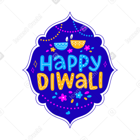 Letras feliz diwali diya quadro de lâmpada texto PNG, SVG