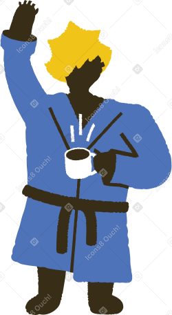 waking up man with cup of coffee Illustration in PNG, SVG