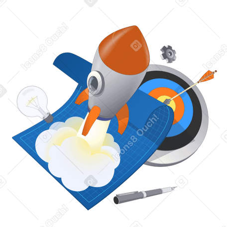 Business startup launch and blueprint PNG, SVG