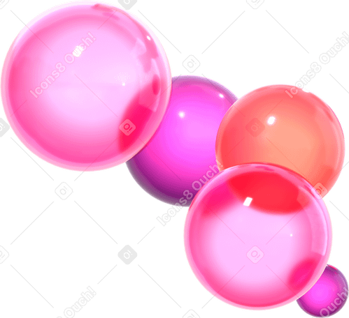 3D colorful glass bubbles PNG, SVG