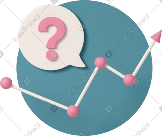 3D line graph with question mark PNG, SVG