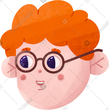 Boy with red hair and glasses PNG, SVG