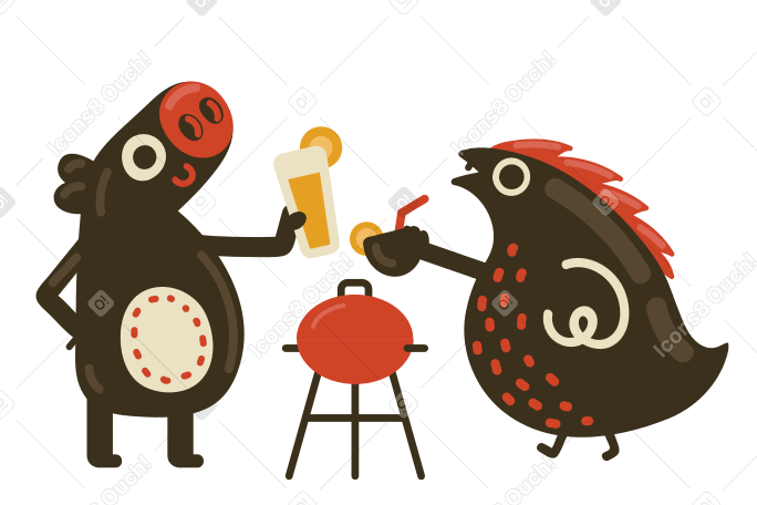 BBQ with friend Illustration in PNG, SVG