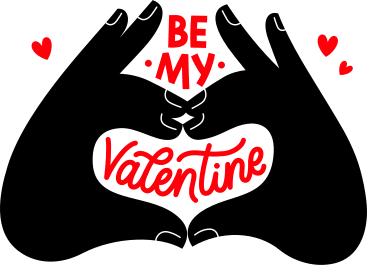lettering be my valentine inside hands text PNG, SVG