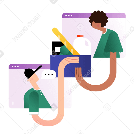 Woman getting groceries delivered to her Illustration in PNG, SVG