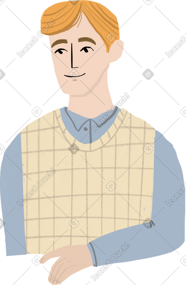 Blond man sitting with one hand on the table PNG, SVG