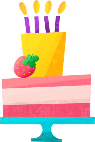 festive bright cake with candles and strawberries PNG, SVG