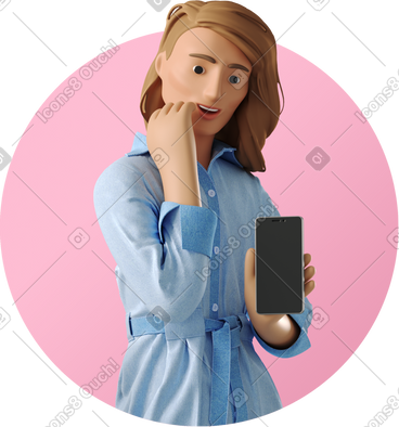 Non-binary person showing phone PNG, SVG