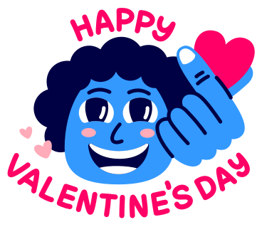 lettering happy valentine's day with guy in love PNG, SVG
