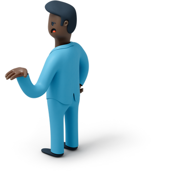 Back view of complaining black man raising his hand up PNG, SVG