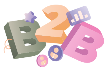 Lettering b2b con segni di uomo d'affari e testo grafico PNG, SVG