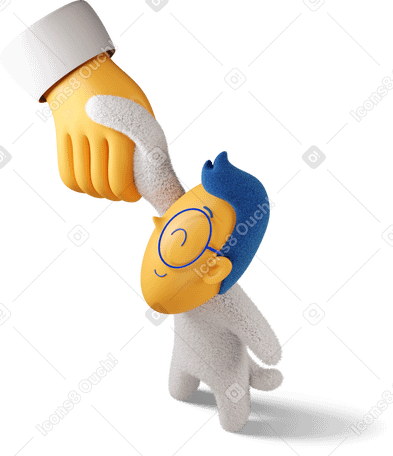 3D Side view of a boy shaking hands with someone to the left Illustration in PNG, SVG