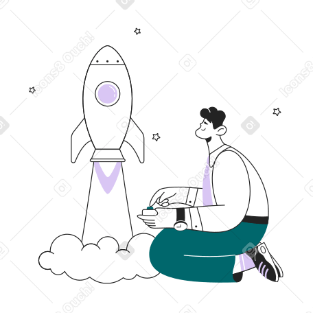 Guy with the rocket Illustration in PNG, SVG