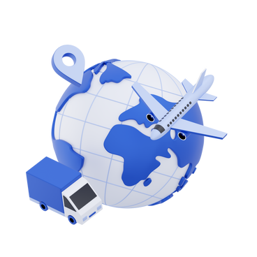 international transportation and delivery logistics animated illustration in GIF, Lottie (JSON), AE