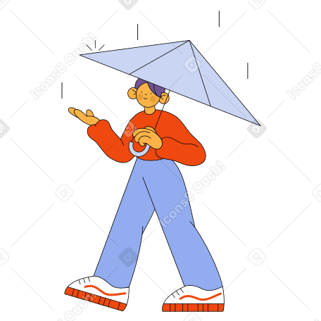 Man walking under umbrella PNG, SVG