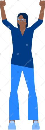 woman with hands up Illustration in PNG, SVG