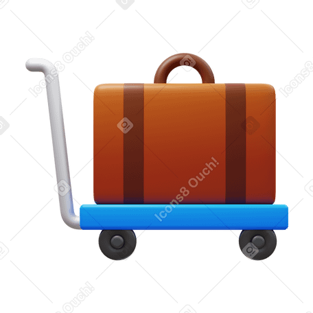 3D luggage trolley PNG, SVG