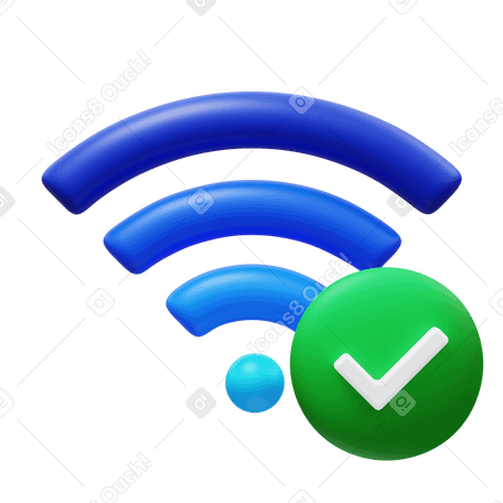 3D wi-fi connected Illustration in PNG, SVG