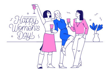 Felice giorno delle donne! con le donne in festa PNG, SVG