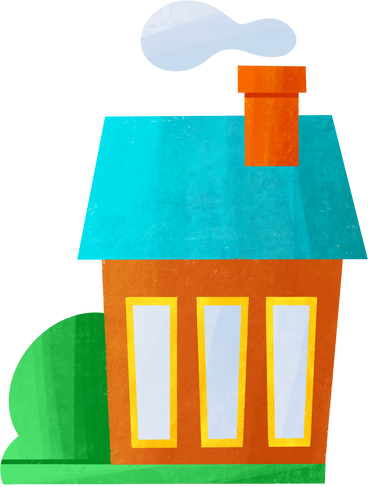 country house with lawn and smoke from the chimney PNG, SVG