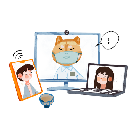 online meeting of colleagues Illustration in PNG, SVG