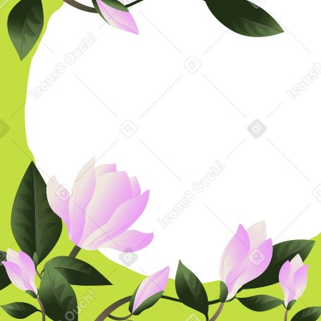 Publicación de instagram con flores de magnolia. PNG, SVG