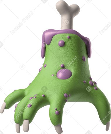 3D Mano de araña verde de zombie PNG, SVG