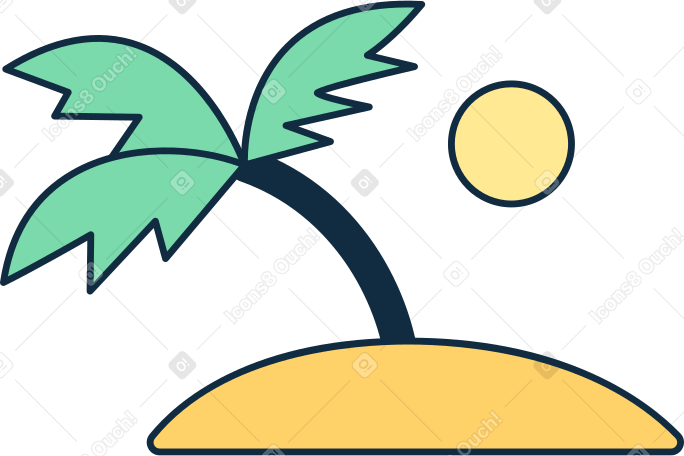 small palm tree with sun Illustration in PNG, SVG