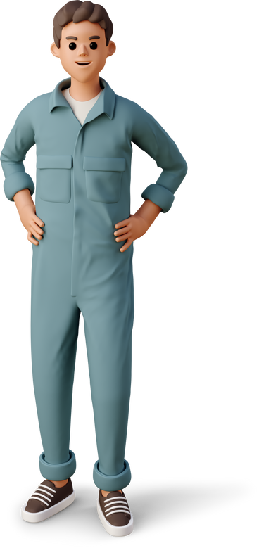 boy in the worker jumpsuit PNG, SVG