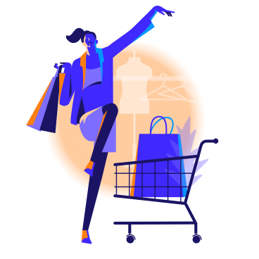Happy woman going shopping PNG, SVG