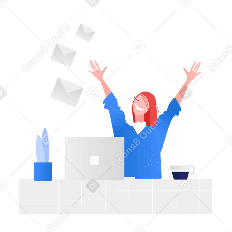 Happy woman sending email messages PNG, SVG