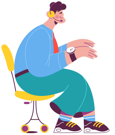 Illustrazione animata Uomo con le cuffie che digitano in GIF, Lottie (JSON), AE