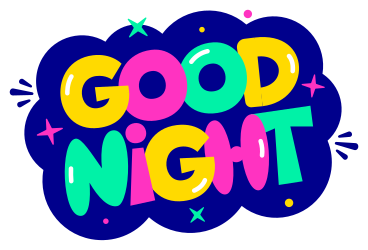 lettering sticker good night multicolor text PNG, SVG