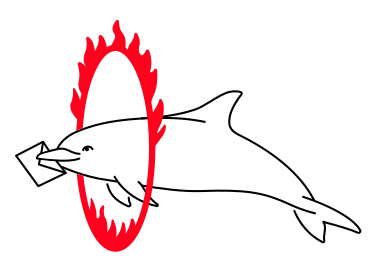 dolphin with a burning hoop PNG, SVG