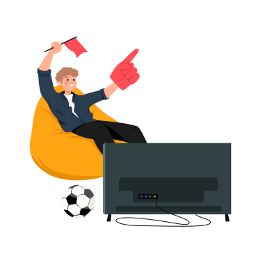 Guy watches a sports game while sitting in a chair bag PNG, SVG