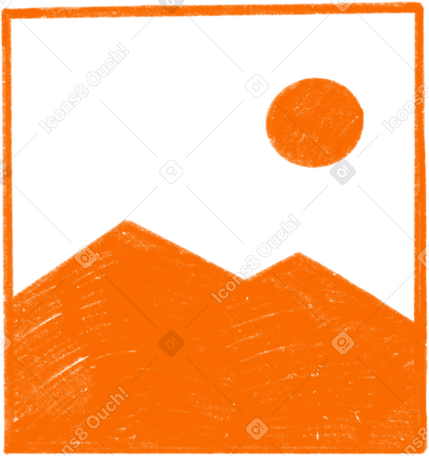 orange picture with mountains Illustration in PNG, SVG