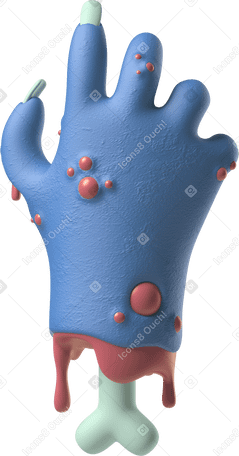 3D Dorso di una mano di zombie blu mozzata PNG, SVG