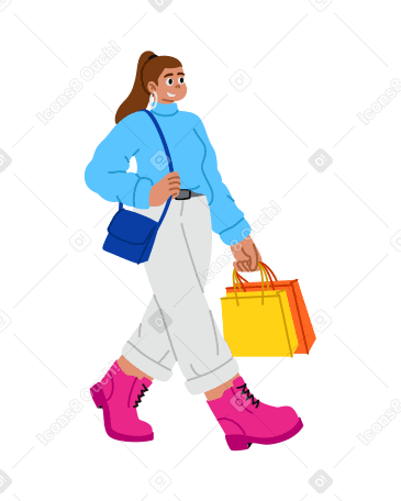 Young woman with bags going shopping PNG, SVG