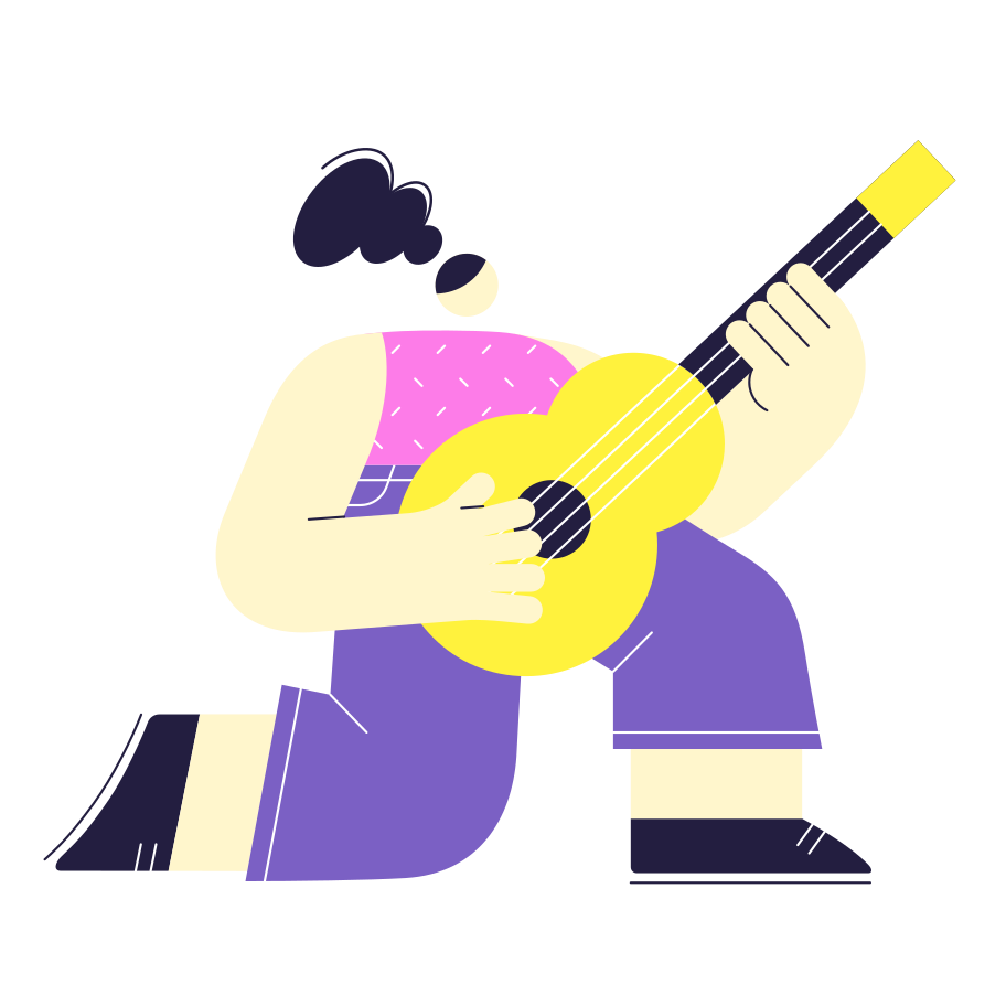 Guitar player Illustration in PNG, SVG