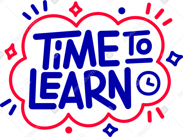 lettering time to learn with cloud and stars text PNG, SVG
