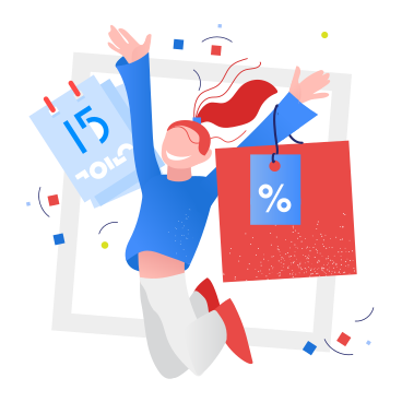 Happy girl with shopping bags PNG, SVG