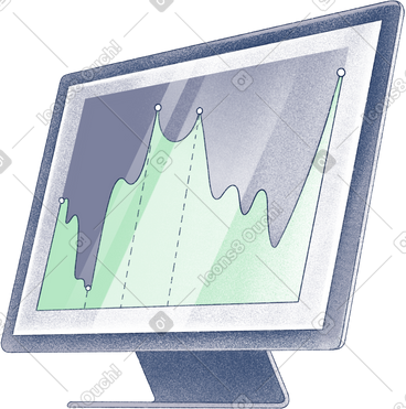 Monitor with graph PNG, SVG