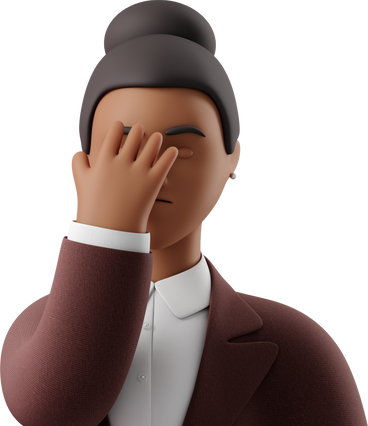 close up of black businesswoman in brown suit facepalming PNG, SVG
