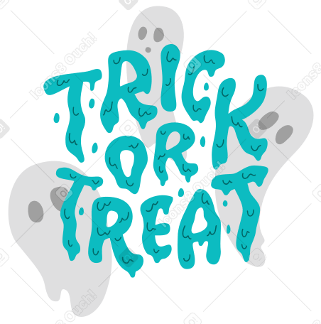 lettering trick or treat ghosts text PNG, SVG