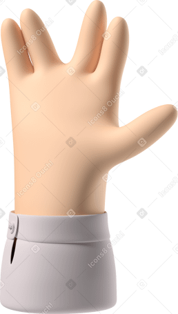 3D Pale skin hand giving the vulcan salute PNG, SVG