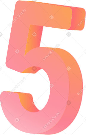 Цифра пять в 3d в PNG, SVG