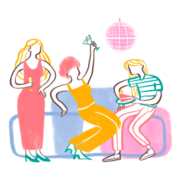 Female friends having a party PNG, SVG