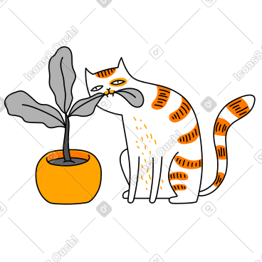 素食猫咬盆栽 PNG, SVG