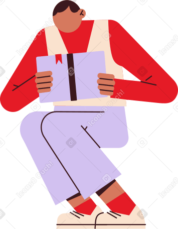 guy sitting and reading a book PNG, SVG