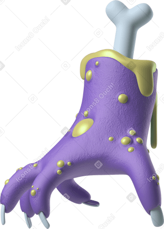 3D Vue latérale d'une main de zombie violet PNG, SVG